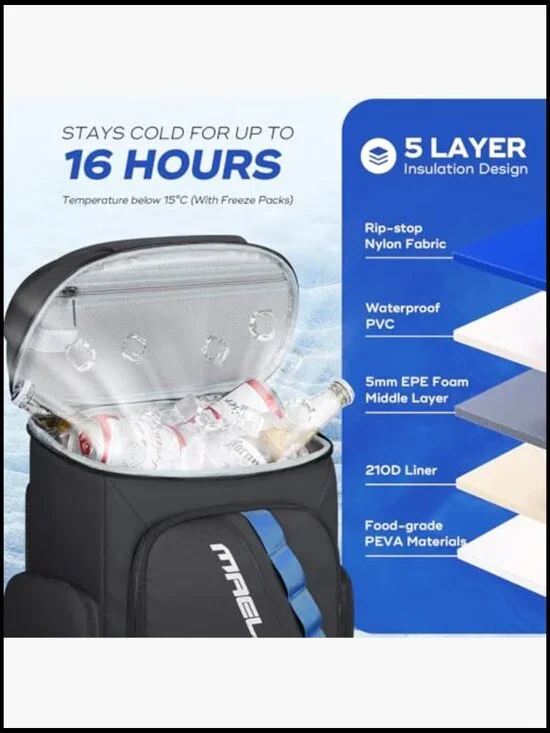 Insulated Cooler Backpack Leakproof Lightweight Travel Hiking Camping Beach - Picture 2 of 6